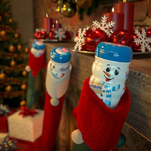 Image of Mentos Pure Fresh Sugar Free Chewing Gum, Fresh Mint Flavor, Holiday Christmas Stocking Stuffers for Adults & Kids, Winter Edition Snowman Bottle, Secret Santa, 50 Count (Bulk Pack of 4)
