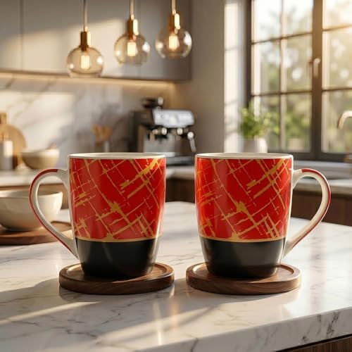 Image of UPC Premium Bone China Coffee Mug Set of 2 | Elegant Ceramic Tea & Coffee Cups for Home, Office & Cafe | Lightweight, Durable, Microwave & Dishwasher Safe Mug Set | Luxury Drinkware Collection