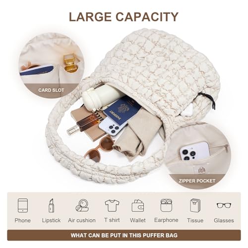 Bolso grande acolchado tipo tote para mujer miniatura 3