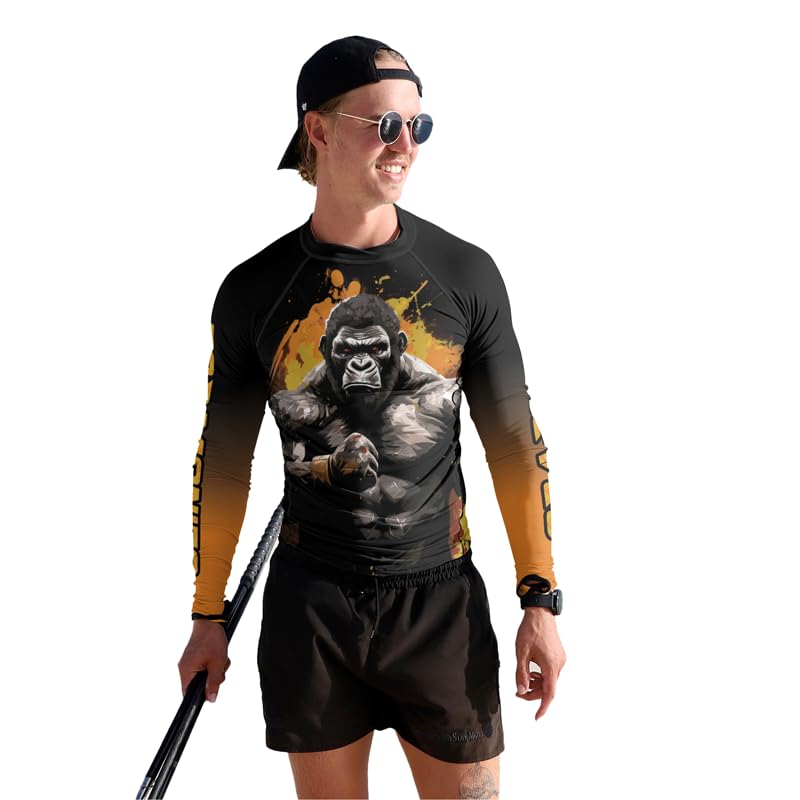 FORMONIES Gorilla Men's Sports Compression Tops Jiu Jitsu Long Sleeve Rash Guard for MMA BJJ Fight Wear Shirt4