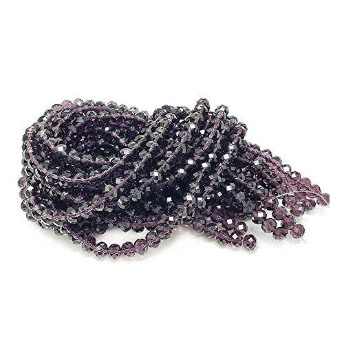 Image of 6mm Violet Rondelle Glass Beads for Jewelry Making 720pcs Faceted Briolette Shape Crytal Spacer Beads Assortments Supplies Accessories for Bracelet Necklace for Wholesale