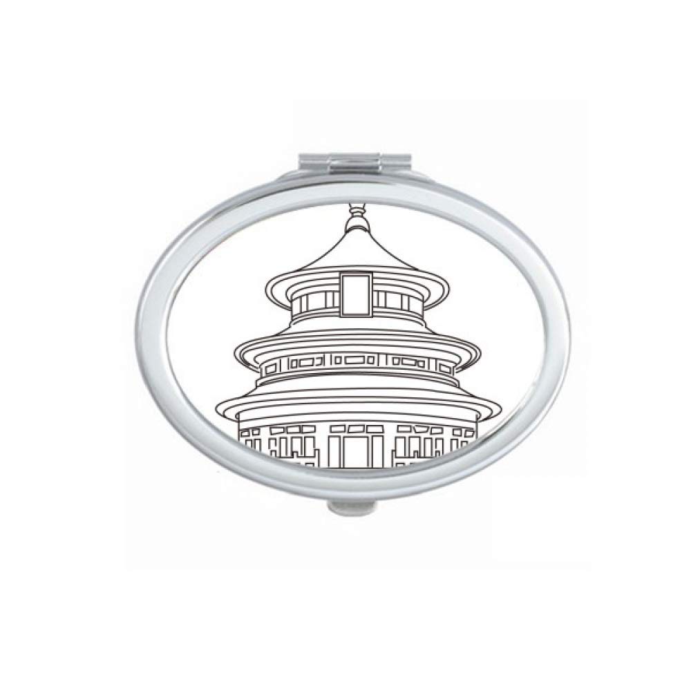 DIYthinker China Architecture Temple Of Heaven Pattern Mirror Portable Fold Hand Makeup Double Side Glasses