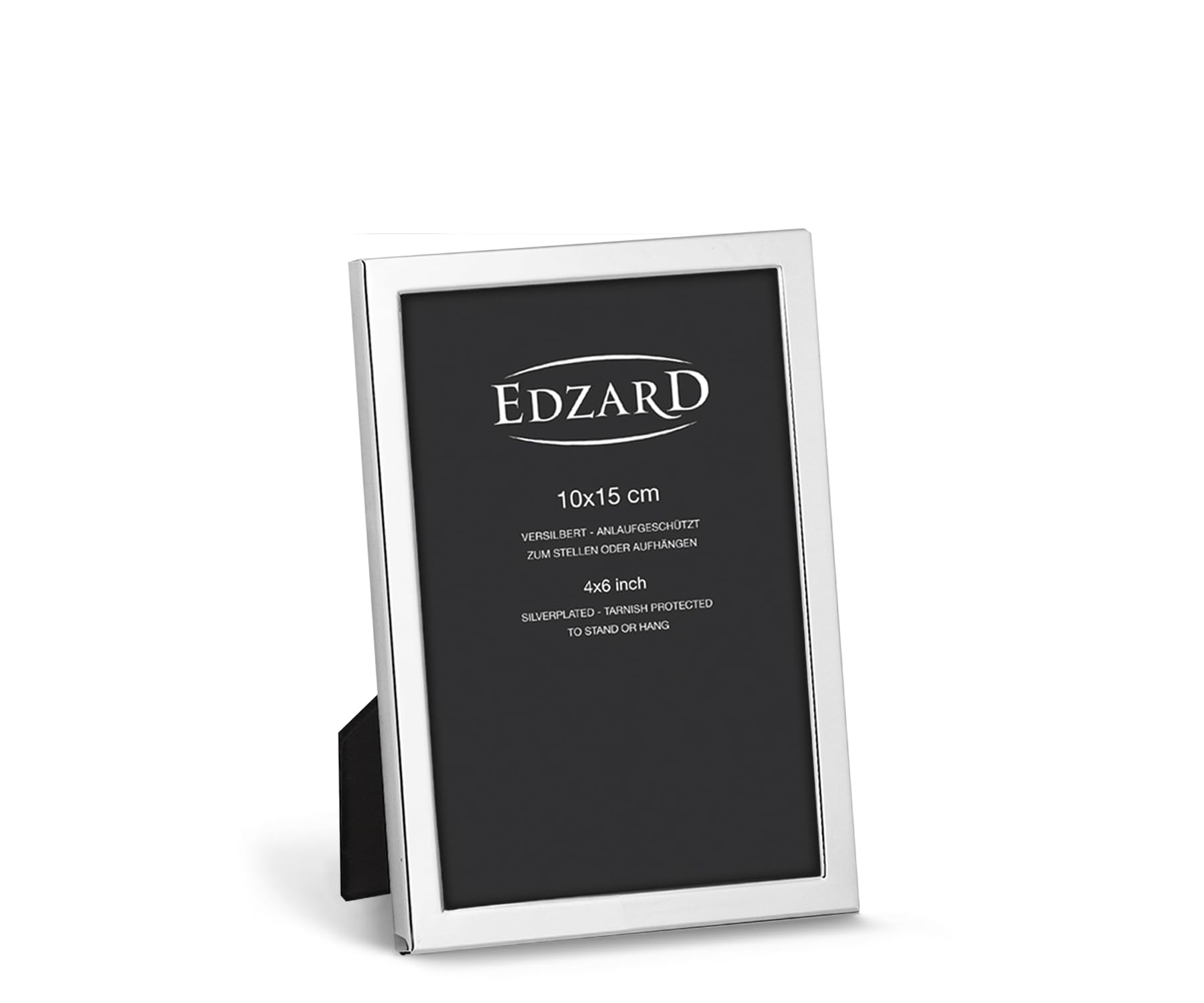 EDZARD Bergamo ramka na zdjęcia 10 x 15 cm, szlachetnie posrebrzana, zabezpieczona przed matowieniem, z aksamitnym grzbietem, z zawieszką, ramka na zdjęcia do postawienia lub zawieszenia