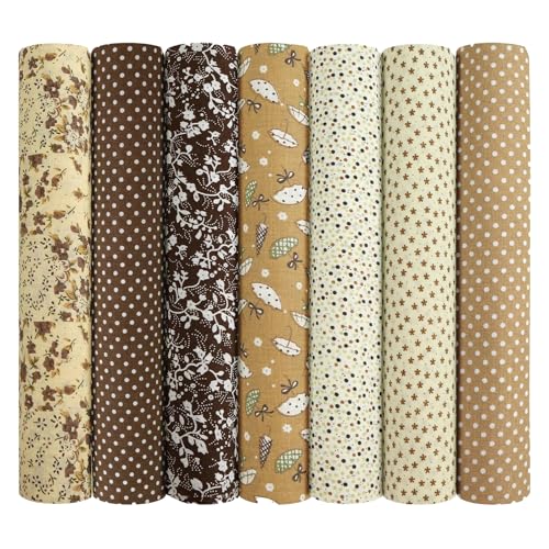 FENGCHUANG 7er Set Baumwollstoff 50 x 50 cm Teiliges Stoffreste Zum Basteln, DIY Handgefertigte Nähen Quilten Stoff, 100 % Baumwolle für Puppenkleidung, Home Decor, Quilten