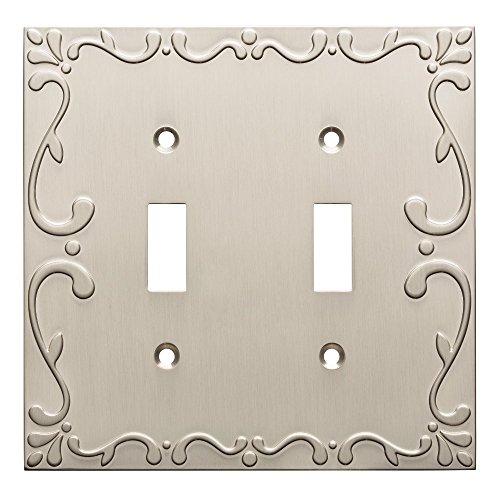 Franklin Brass Classic Lace (1-Pack) Decorative Light Switch Cover Brushed Nickel 2-Gang Wall Plate Double Toggle Plate Covers Electrical Outlet Guard W35073-SN-C
