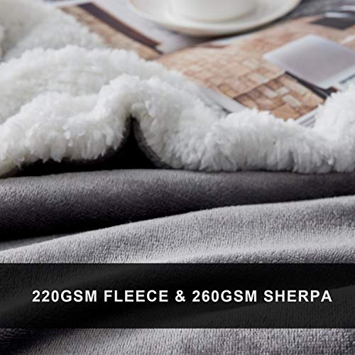 Hansleep Sherpa Fleece Throw Blanket, Fluffy Blanket Sofa Throw, Thick Warm Blankets for Winter, 150x200cm, Silver Grey & White - Image 4