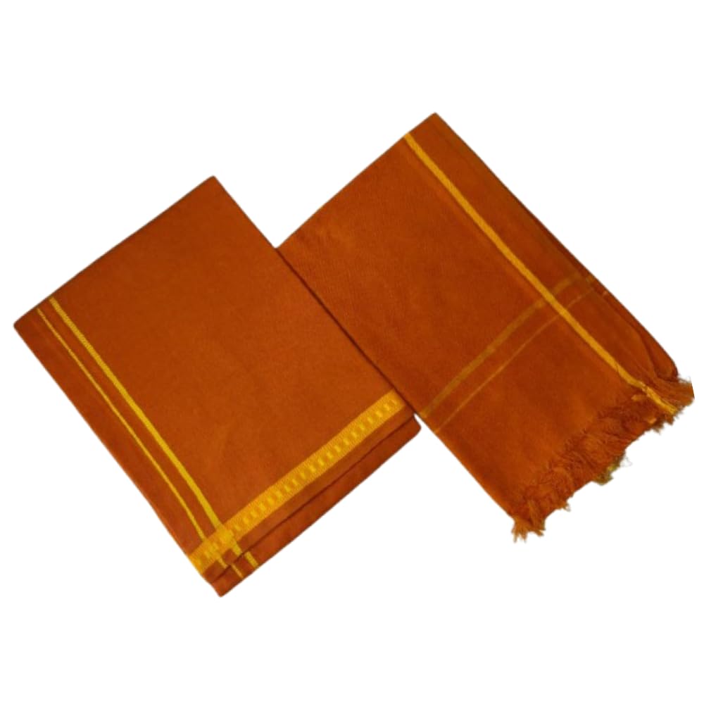 ygm Men's Traditional Colour Dhoti & Angavastram Set | Ethnic Temple Wear-picture-21
