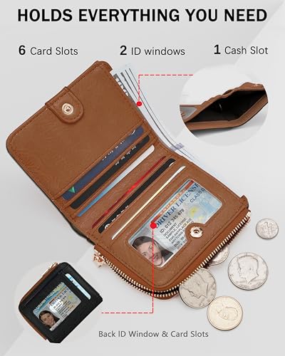 Small RFID Bifold Wallet for Women Slim Card Holder with Zipper Coin Pocket & 2 ID Windows,Compact Gift Wallet4