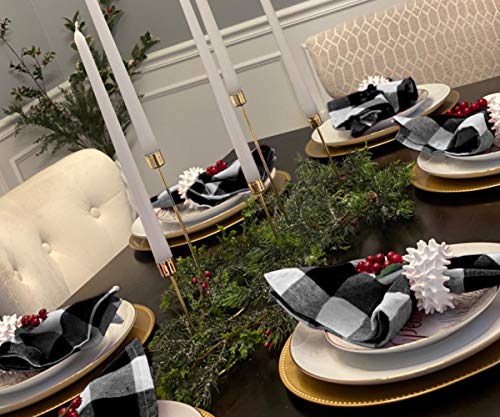 Black Cloth Napkins, Buffalo Plaid Napkins 100% Cotton, Cloth Dinner Napkins, Linen Napkins Hotel Quality Dinner Napkins, Black Dinner Napkin, Farmhouse Linen Napkins,18 X 18 Set 6 Black And White #TOP7