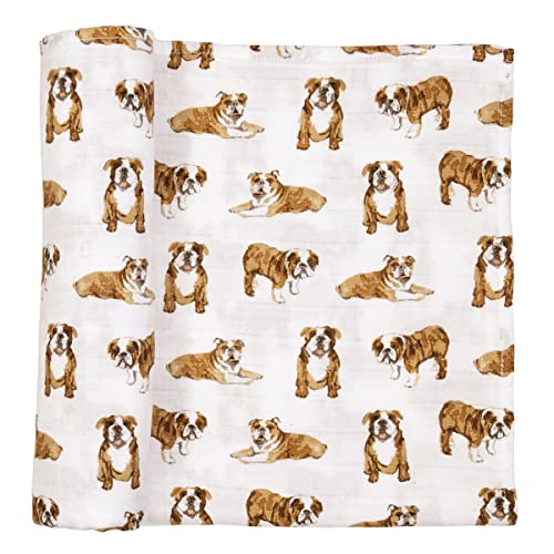 Image of Mud Pie Bulldog Print Muslin Baby Swaddle Blanket, 47" x 47" (12140053)