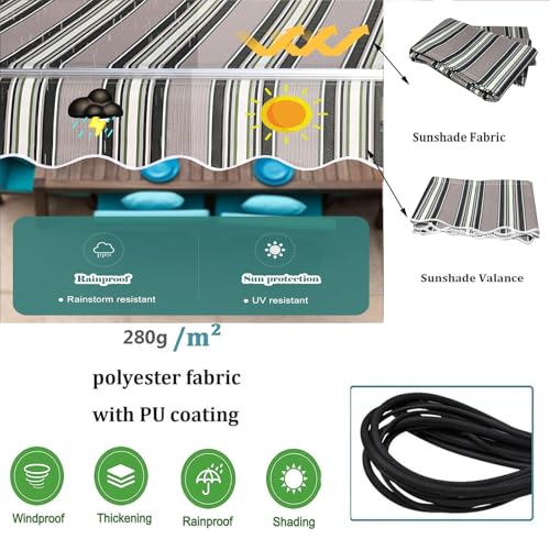Toile de rechange pour auvent de terrasse multicolore 8.5x2.5m pour repas ombragés