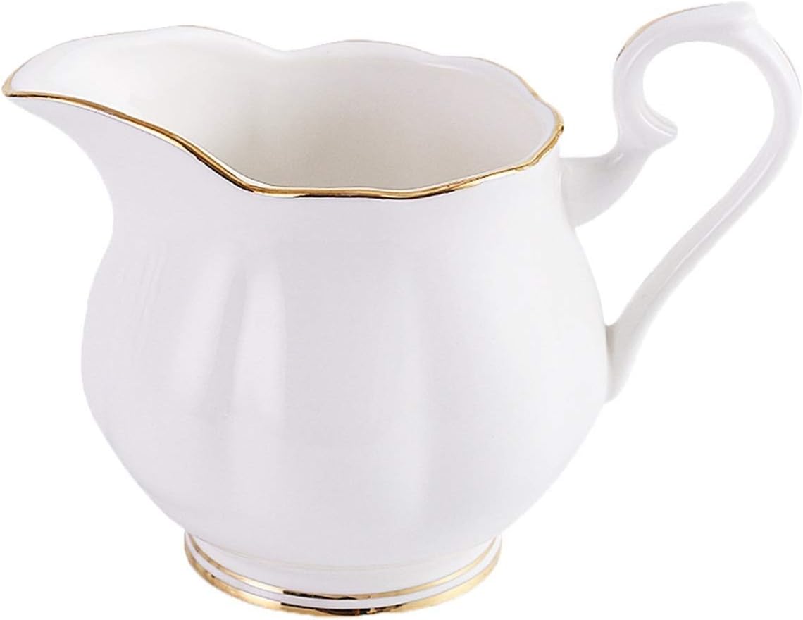 Ceramic Coffee Milk Creamer Pitcher/Serving Pitcher/Sauce Pitcher/Milk Creamer Jug Suitable for Home Use Floral Pattern Decoration 280ml Stainless Steel Double Insulated