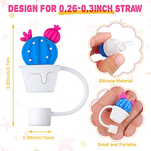 Image of 16 Pieces Silicone Straw Tips Covers Reusable Drinking Straw Tips Lids Anti-dust Silicone Straw Caps for 7-8 mm Straws Airtight Seal Splash Proof Straw Tips Covers (Cactus Flower Style)