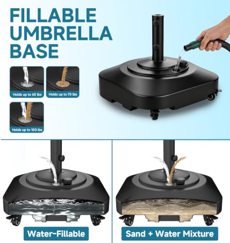 Base para sombrilla de patio exterior rellenable y soporte móvil cuadrado 5
