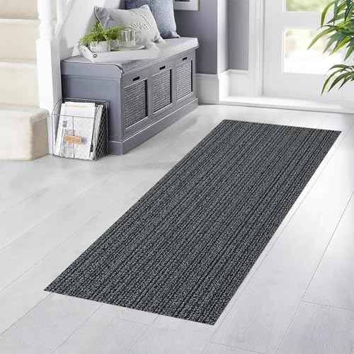 YANHONG Hallway Hall Runner Narrow Rugs 70 x 330 cm Extra Long Non Slip Welcome Carpet Mat Heavy Duty Non-Slip Rubber Back, for Standing Desk, Kitchen, Office, Black