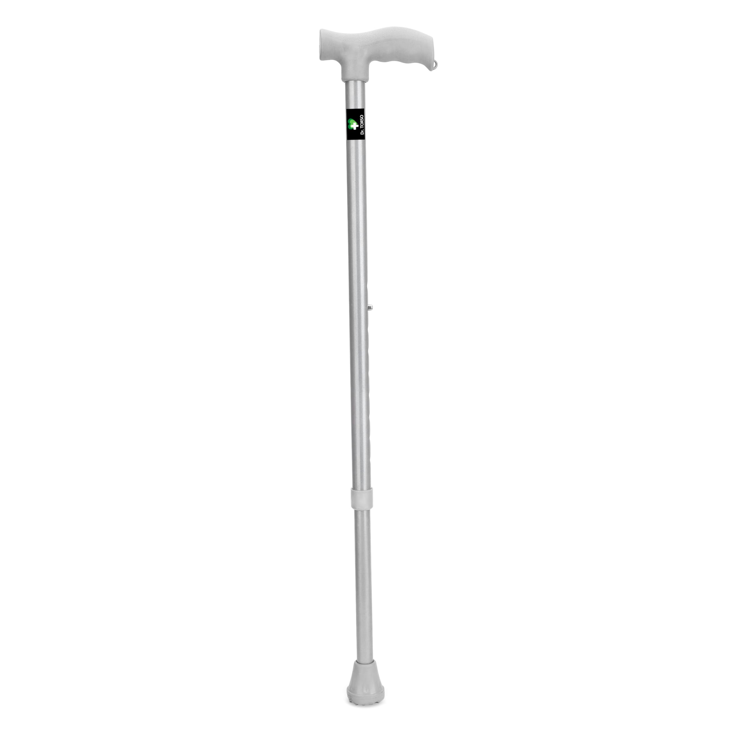 Dr. TORSO Walking Stick with Adjustible Height Stainless Steel Body for Patients, Old People or Physically Challenged (Chrome) Grey (B0C9DSJ569) Amazon Price History, Amazon Price Tracker