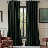 Nemia Dark Green Velvet Curtains Thermal Insulated Blackout Curtain for Bedroom...