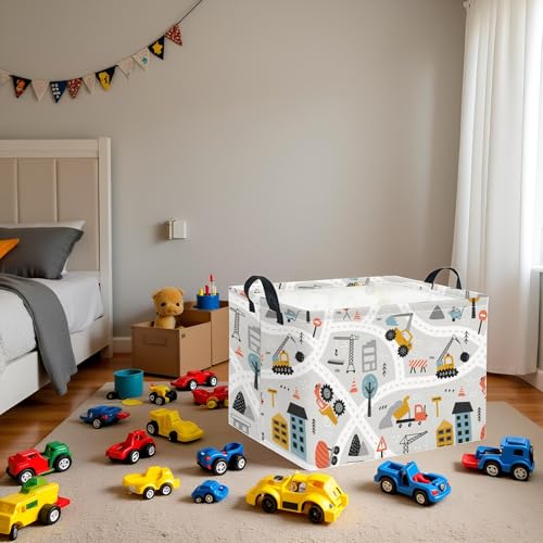 Image of Rectangular Baby Kids Storage Basket for Home Kitchen Girls Cute Storage Bin Organizer Shelf Book Room Decor(Car)