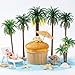 16 Piece Plastic Model Tropical Coconut Palm Trees, 0.98-6in Cake Toppers Diorama Tree Mini Palm Trees Landscape Miniature Decoration for Train Railway, Fairy Garden, Architectural Sandbox Supplies