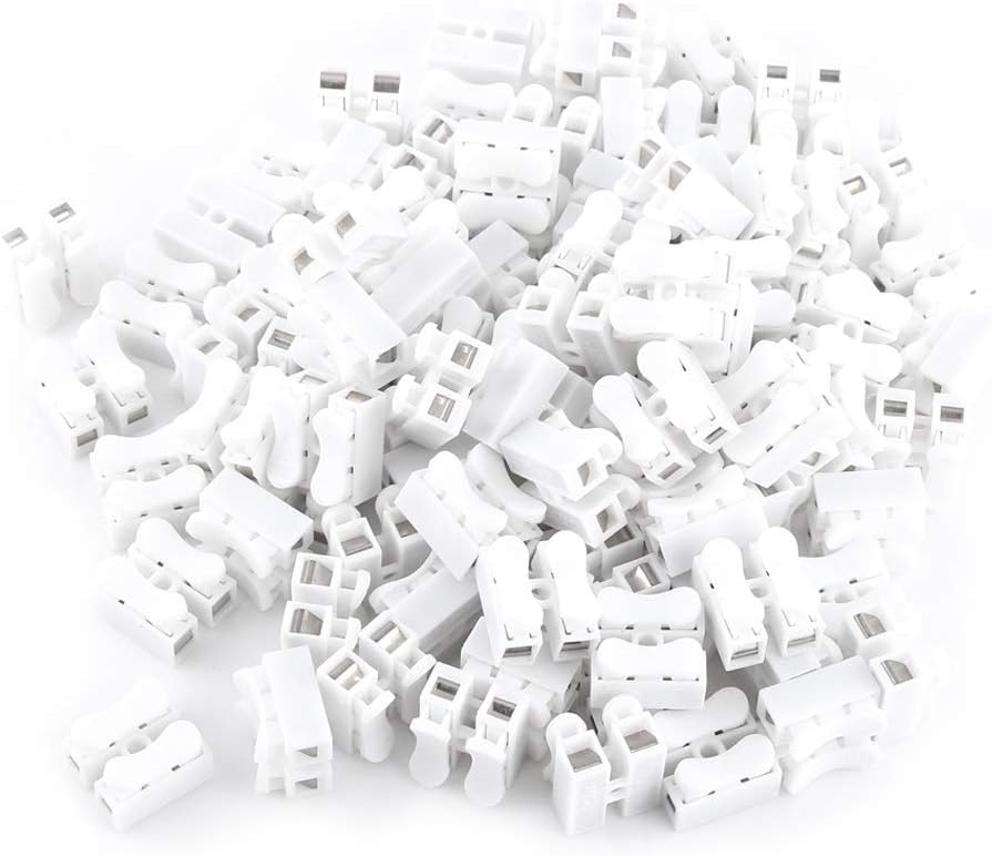 Spring Wire Connectors - 100pcs 10A 220V 2 Pin Push Quick Wire Cable Connector White Wiring Terminal