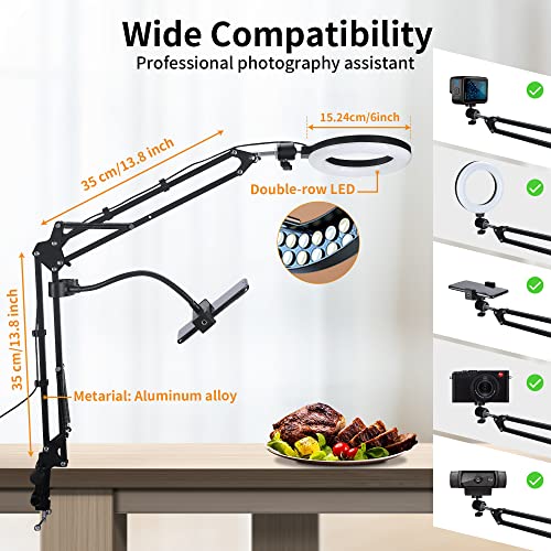 Overhead Phone Mount For Recording With Ring Light, Desk Tripod Overhead Camera Mount With Ring Light, Flexible Cell Phone Stand Holder Compatible With Iphone For Youtube Live Stream Video Recording #TOP2
