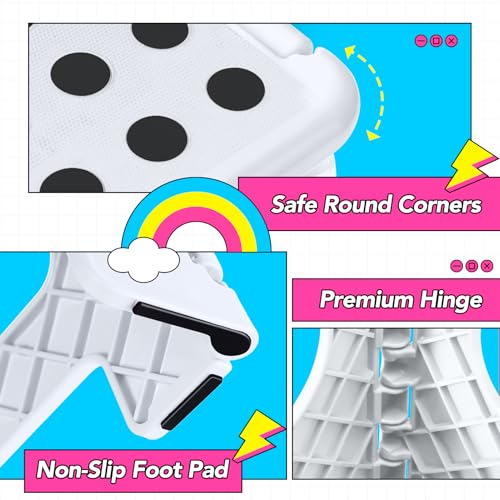Image of Delxo Folding Step Stool 13 inch 2 Pack,300 Lbs Step Stool for Kids&Adults | Foldable Step Stool,Non-Slip Foot Stools with Handle Lightweight Collapsible stools for Kitchen,Bathroom,Bedroom,Garden White