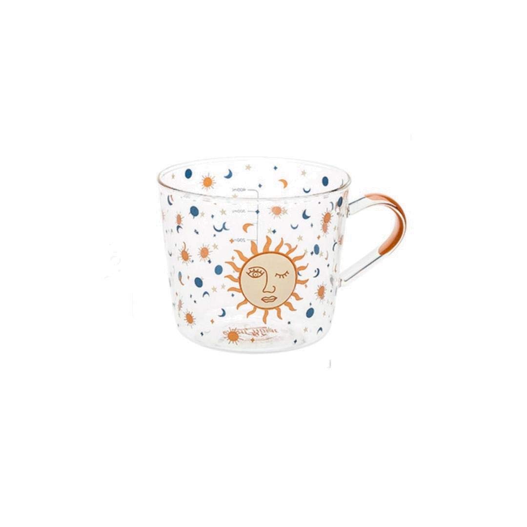 liquan MDZF SWEETHOME 500ml Creative Scale Glass Mug Breakfast Mlik Coffe Cup Household Couple Water Cup Sun Eye Pattern Drinkware