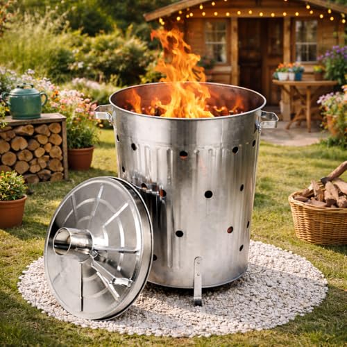 XL Feuertonne 75 Liter verzinkt Feuerschale Feuerfass aus Metall...