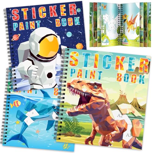 TCJJ 3 Libri Adesivi Per Bambini Dai 3 Agli 8 Anni, Libri Adesivi Per Ragazze Per Numero, Adesivi Per Bambini Per Migliorare L'Intelligenza, Libri Adesivi Riutilizzabili Per Bambini, Regali Di Natale