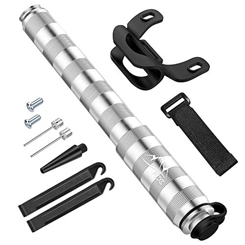 JDDZ-E Mini Portable Bike Pumps,130 PSI High Pressure Bicycle Air Pump,Fits Presta and Schrader,Come with Basketball and Balloon Inflatable Holes, Including Mounting Kit
