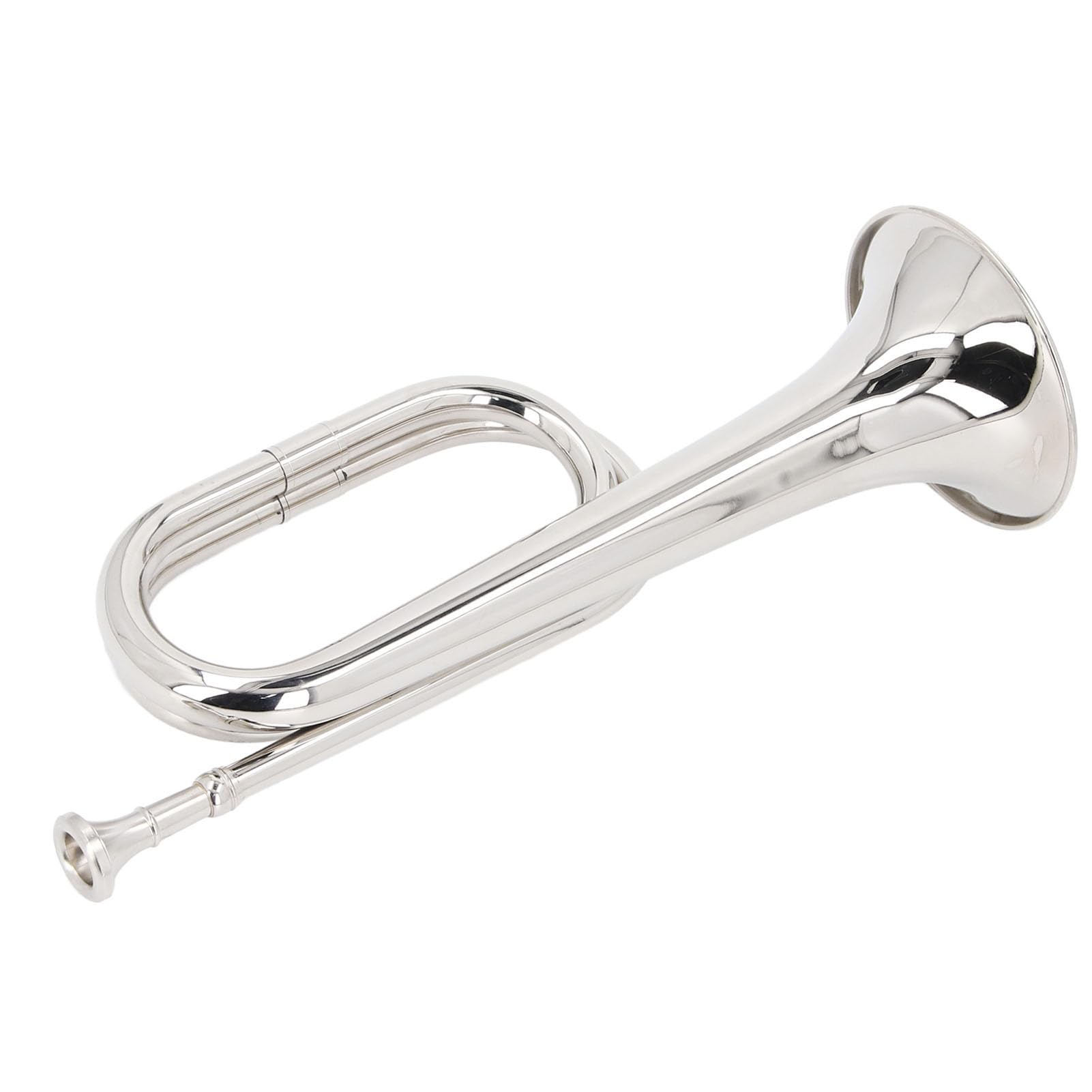C Key - Corneta militar de trompeta con llave C, bocina de 11 cm de diámetro, 34 cm de altura, trompeta militar de latón plateado para orquesta y banda de marcha