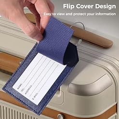4 PU Luggage Tags with Personal Information Card Labels for Suitcases and Travel Bags