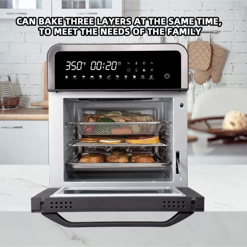 Aonbor Air Fryer Toaster Oven, 15.5 Quart Stainless Steel Convection Oven With One-Touch Control, 10-In-1 Countertop Combo, Dehydrator, Toast, Pizza, Rotisserie #TOP2