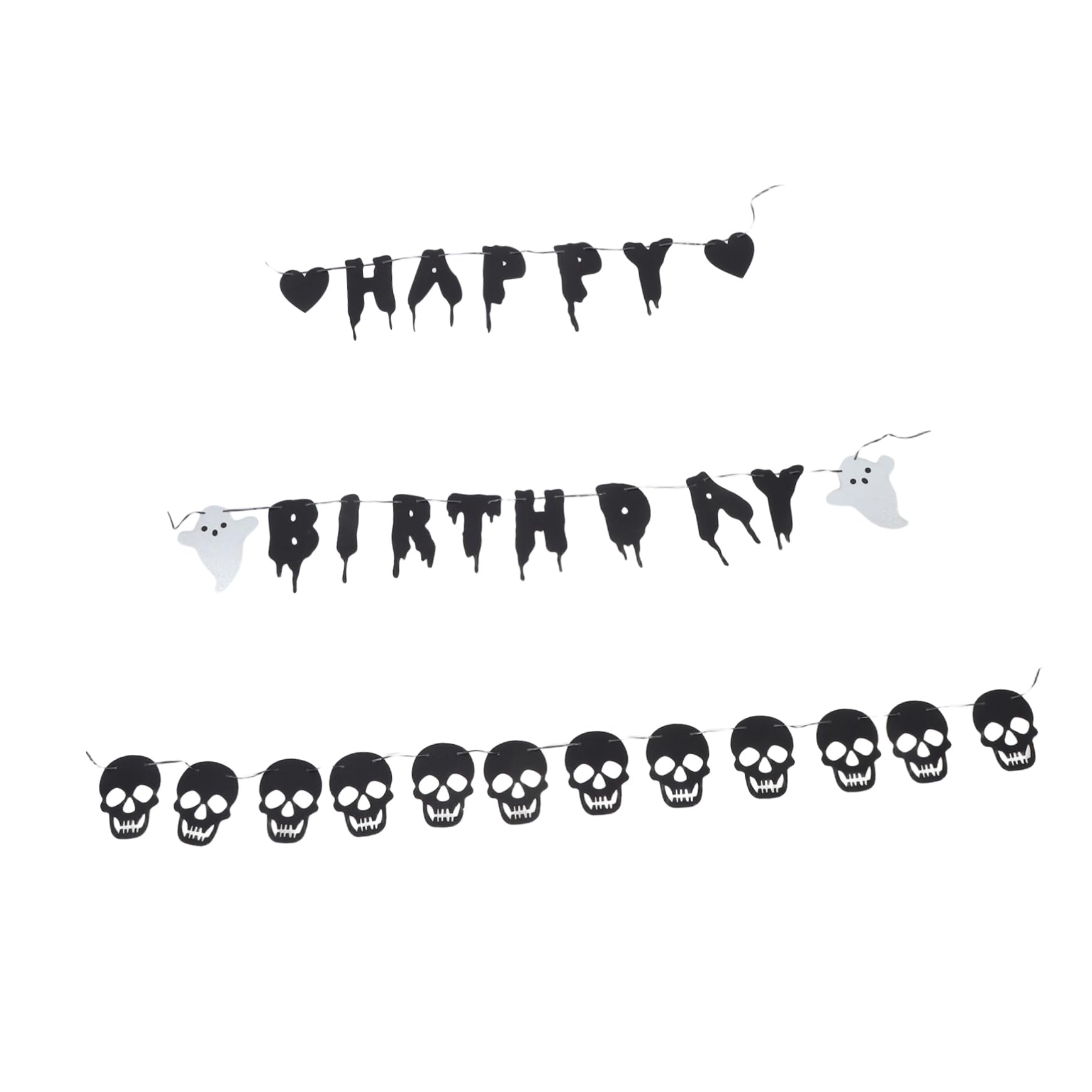 SOLUSTRE 4 Juegos Bandera de Cumpleaños de Halloween Banner de y Decoración Espeluznante para Fiestas de Halloween y Cumpleaños Banderín Negro para Pared y Mesa