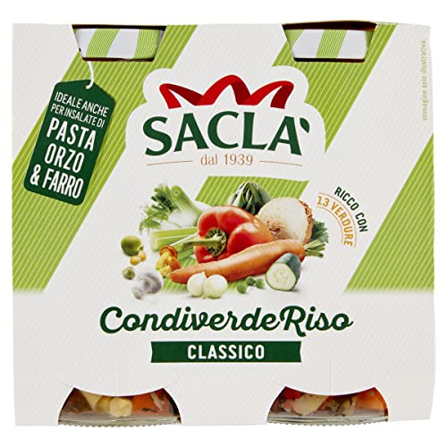 Saclà, Condiverde Riso Classico Duo, Condimento di Mix di Verdure per Insalata di Riso e altri Cereali, Vaso Vetro, 2x290g, Confezione da 6 pezzi