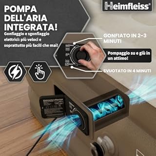 Heimfleiss® Materasso Gonfiabile Singolo 100x200 cm | Materassino Autogonfiabile Premium con Pompa | Letto Portatile da Viaggio e Campeggio
