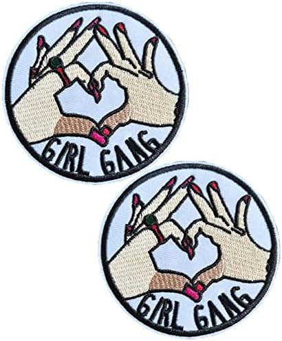 Heiorpai 2Pcs Girl Gang Love Finger Patch Embroidered Cool Iron On or Sew On Patches image 4