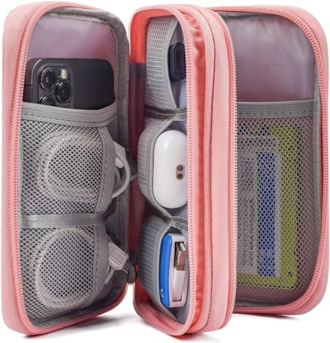 Image of Electronic Organizer Travel Cable Accessories Bag, Electronic Organizer Case, Electronic Accessories Organizer Bag for Power Bank, Charging Cords, Chargers, Mouse, USB Cable, Earphones (Light Pink)