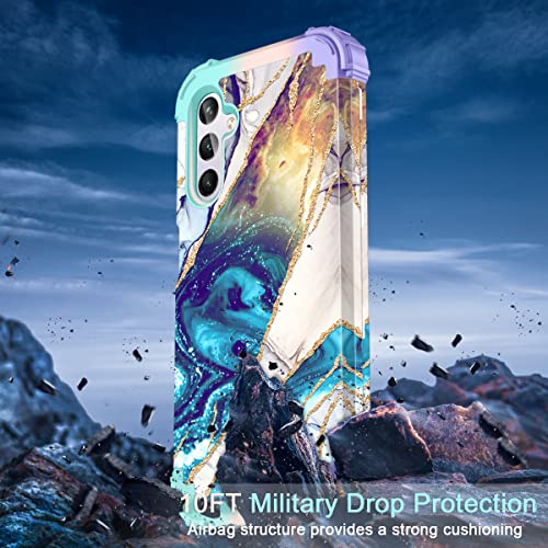 Fingic Samsung Galaxy A14 5G Case,Galaxy A14 5G Case Glow In The Dark 3 In 1 Slim Heavy Duty Protection Hybrid Hard Pc Soft Silicone Rugged Bumper Protective Case For Samsung Galaxy A14 5G,6.6",Marble #TOP2
