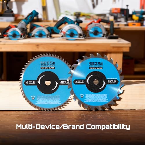 Seesii 4-1/2" Circular Saw Blades, 24T & 40T 2-Pack Combo, 3/8" Arbor, Carbide Tipped Teeth, Thin Kerf, Heavy Duty TCT Saw Blades for Wood Plywood MDF OSB Plastic Cutting, Fine & Ultra Finish image 9