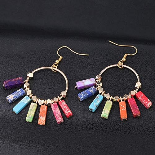Seven Chakras Imperial Jasper Stone Bohemian Earrings Turquoise Earrings - Image 5