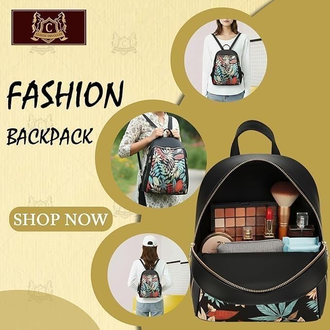 Image of Premium Designer Women's Backpack Purse - Stylish Nylon Backpack for Women, Fashion Travel Daypack with Anti-Theft Pocket, Lightweight & Durable Travel & Office Bag with Gold Zipper