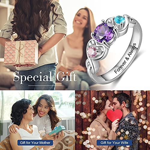 Personalized Mother Rings with 3 Simulated Birthstones Engraved Names Anniversary Rings for Grandma Family Promise Jewelry4