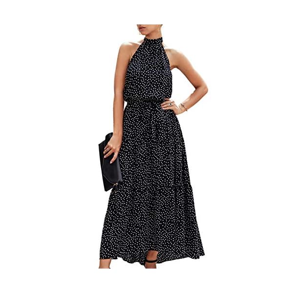 PRETTYGARDEN-Womens-Casual-Halter-Neck-Sleeveless-Floral-Long-Maxi-Dress-Backless-Loose-Ruffle-Sundress-with-Belt PRETTYGARDEN Women’s Casual Halter Neck Sleeveless Floral Long Maxi Dress Backless Loose Ruffle Sundress with Belt (Black,Medium)