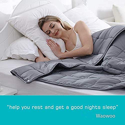 Image of Waowoo Weighted Blanket Adult, 20lbs 60 inchx80 inch Blanket for Deeper Sleep,Material with Glass Beads(Dark Grey)