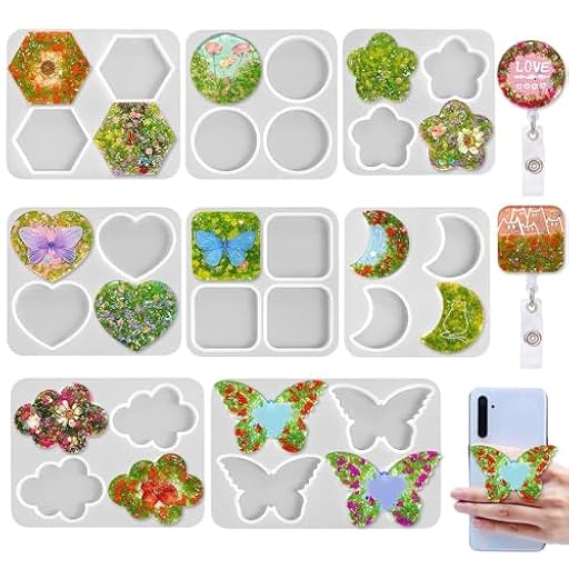 Set de 8 Moldes Silicona Resina Epoxi,Empuñadura de desplazamiento de insignia moldes resina,Molde de silicona para pendientesmMoldes de Silicona para Hacer Llavero, Imán, Grip Móvil, Adornos DIY | Ya disponible en tu tienda friki favorita! En mundofriki.es!