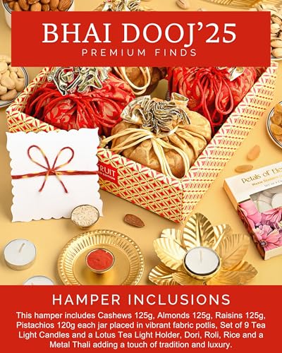 Image of HyperFoods Bhai Dooj Tikka For Brother Rawfruit's Handcrafted Potli Pack of 4 DryFruits 495 Grams with Thali Dry Fruits Gift Box DryFruit Combo Pack Tikka For Bhai Dooj Tikka for BhaiDooj with Gift