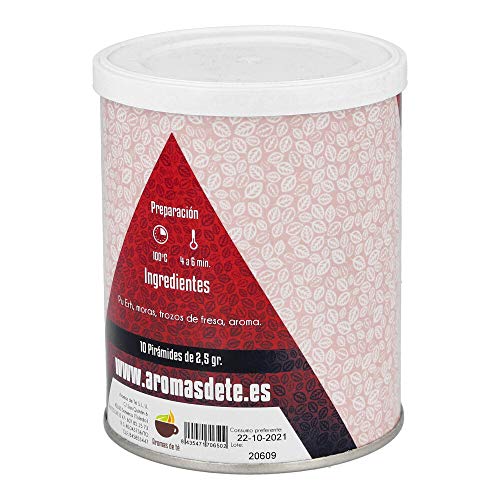 Aromas de Té - Té Rojo Pu Erh Frutas del Bosque en Bolsitas Frutos Rojos con Trozos de Fresa y Moras, 10 Pirámides - Imagen 7