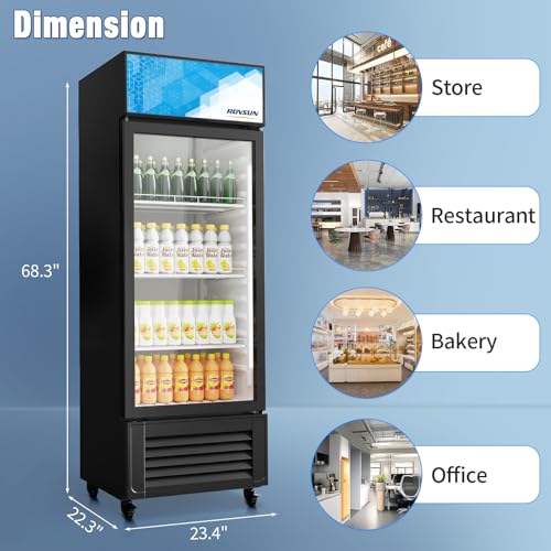 Image of ROVSUN 10 Cu.Ft Beverage Refrigerator Commercial ETL NSF, Display Refrigerator Beverage Cooler Glass Door Merchandiser Refrigerator Fridge w /Adjustable Shelves LED Light for Bar Restaurant Cafe