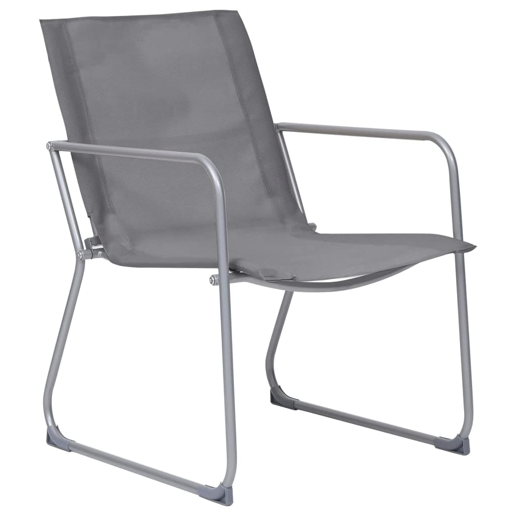 4-częściowy zestaw wypoczynkowy ogrodowy, tkanina i stal, szary, wygodne krzesła tekstylne, 1 sofa, kanapa, stół ogrodowy ze szklanym blatem, na taras, balkon, werandę, meble outdoorowe